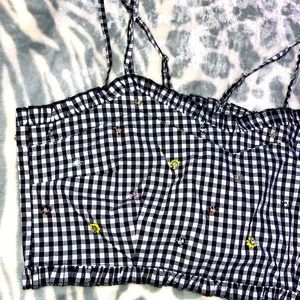 High cut crop top, zips on side